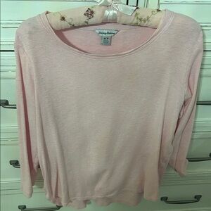 Tommy Bahama Pale Pink Long Sleeve Scoop Neck Top